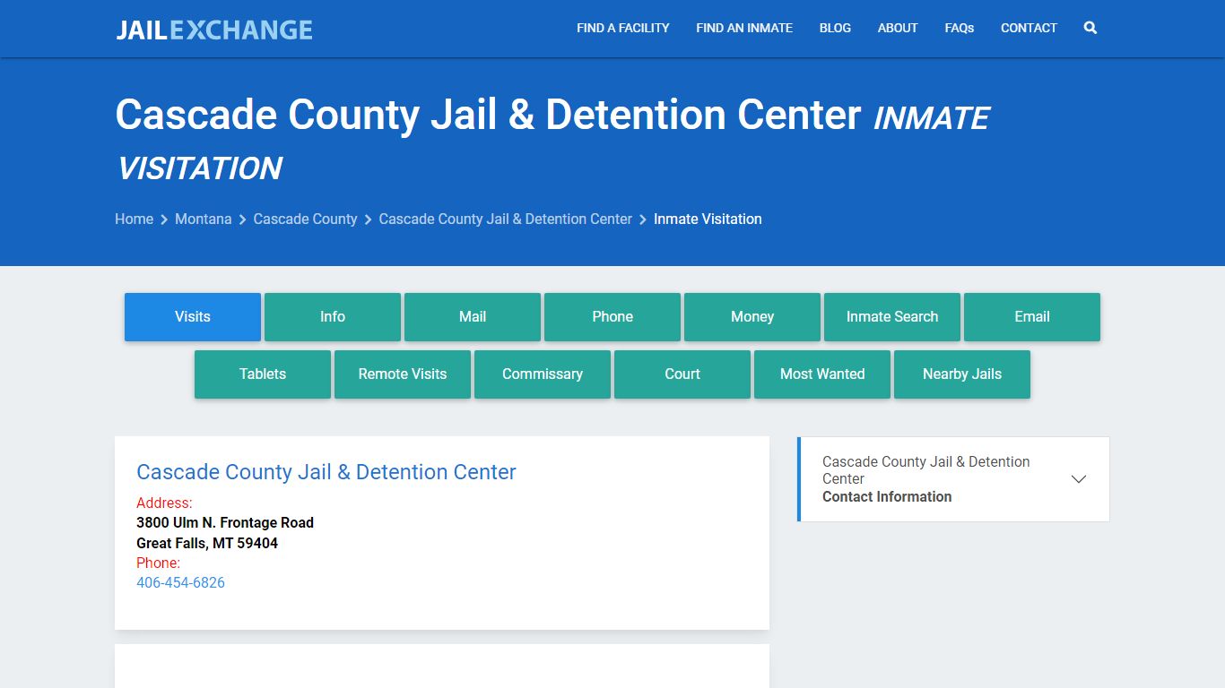 Inmate Visitation - Cascade County Jail & Detention Center, MT