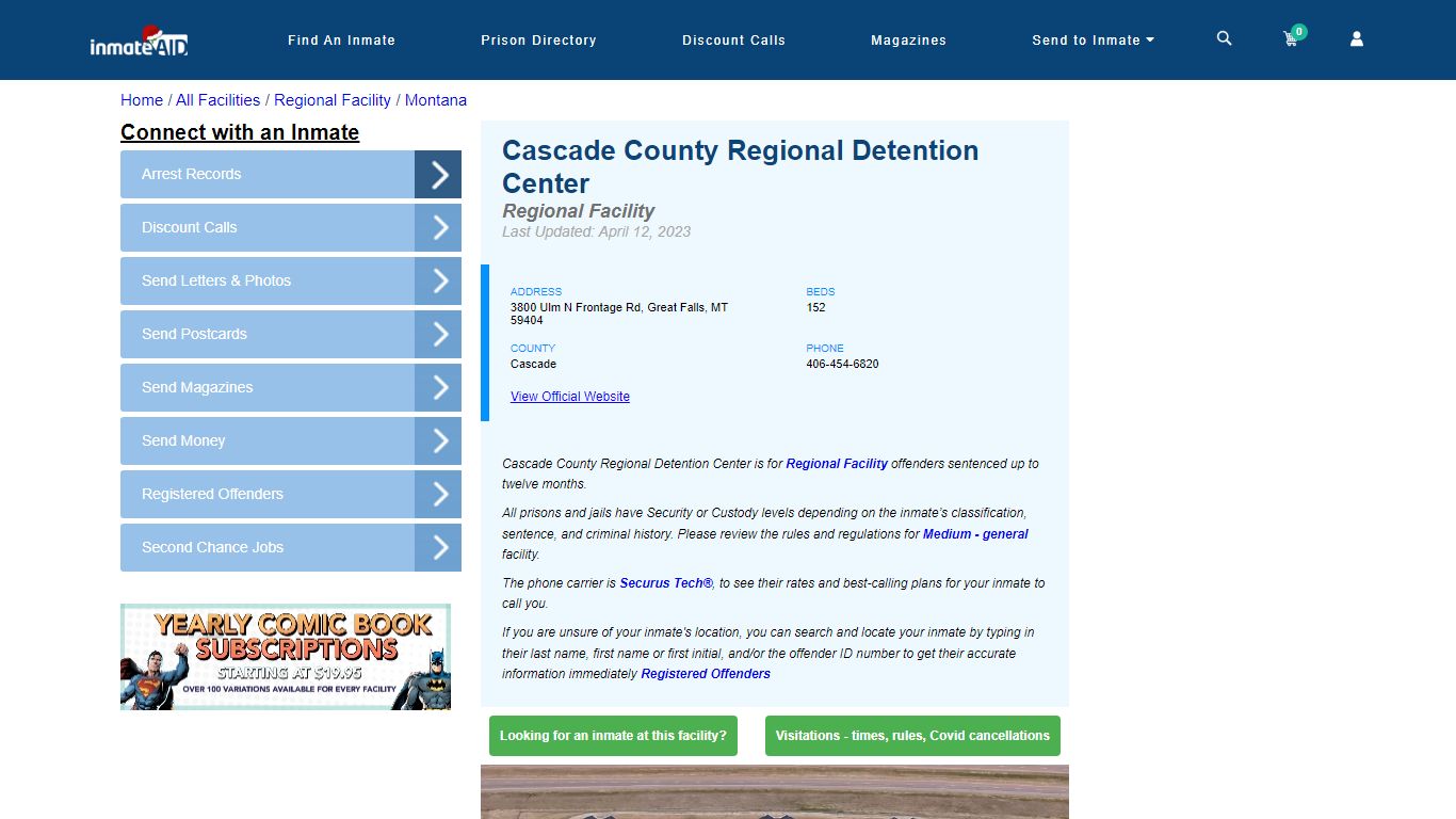 Cascade County Regional Detention Center - Inmate Search - Great Falls, MT