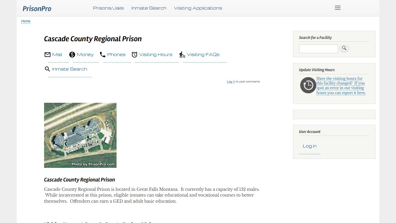 Cascade County Regional Prison Visiting hours, inmate phones, mail